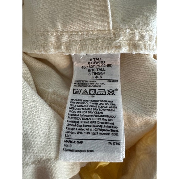 GAP High Rise Wide Leg Crop Pants Ivory Frost Cotton Blend Size 6 Tall - Picture 8 of 9